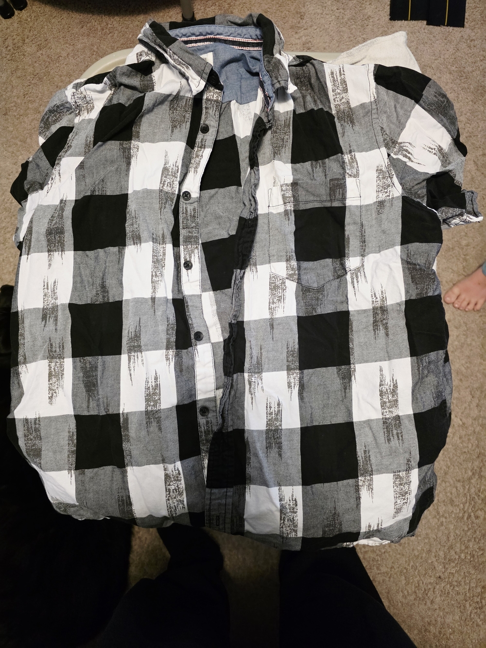 Sun + Stone Black and White Plaid Button-Down Shirt